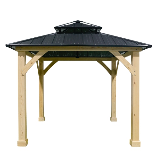 Patiojoy 10' X 10' Patio Pavilion Outdoor Hardtop Gazebo w/ Extra Metal Stakes & J-Shaped Hook
