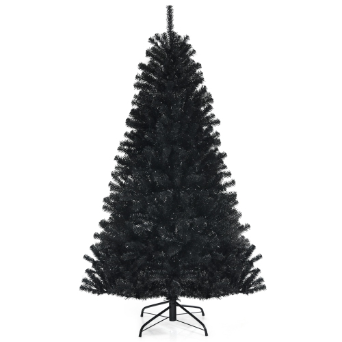 TOPBUY  6 Ft Artificial Christmas Tree Halloween Tree W/ 250 Purple Led Lights In Black