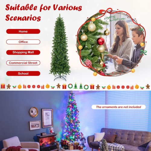 Topbuy 6 ft/7.5 ft Full Artificial Christmas Tree Pre-lit Christmas Tree w/Warm White & Multi-color LED Lights Foldable Metal Stand