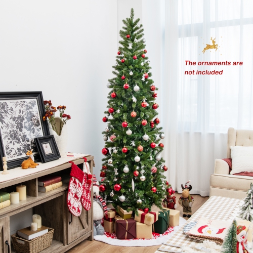 Topbuy 6 ft/7.5 ft Full Artificial Christmas Tree Pre-lit Christmas Tree w/Warm White & Multi-color LED Lights Foldable Metal Stand