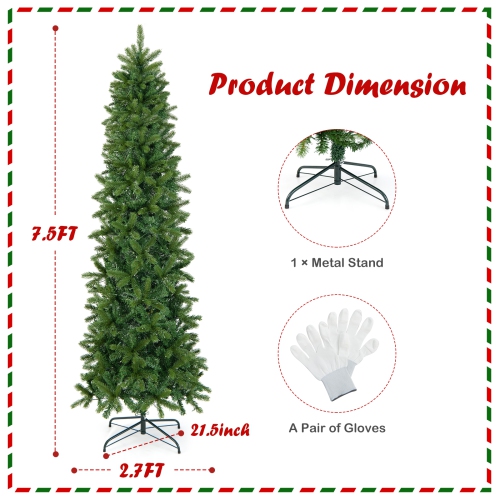 Topbuy 6 ft/7.5 ft Full Artificial Christmas Tree Pre-lit Christmas Tree w/Warm White & Multi-color LED Lights Foldable Metal Stand