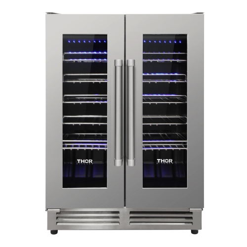 THOR KITCHEN  " 24"" Dual Zone Built-In 42 Bottle Wine Cooler Twc2402" Beautiful Wine Fridge!