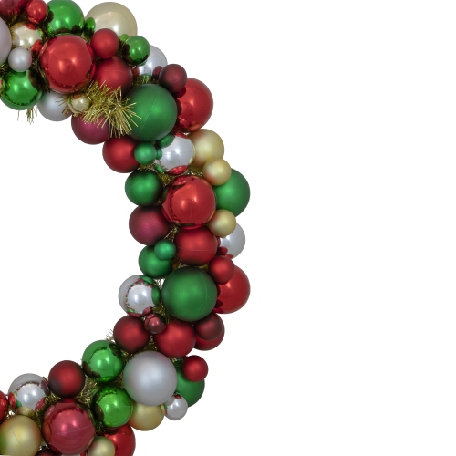 Traditional 2-Finish Shatterproof Ball Christmas Wreath - 36" - Multicolor - Unlit