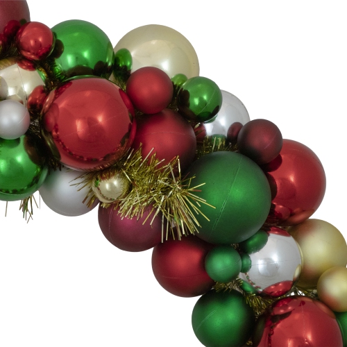 Traditional 2-Finish Shatterproof Ball Christmas Wreath - 36" - Multicolor - Unlit