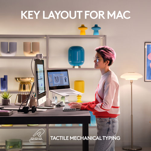 Logitech MX Mechanical Mini Bluetooth Backlit Mechanical Ergonomic Keyboard for Mac - Pale Grey