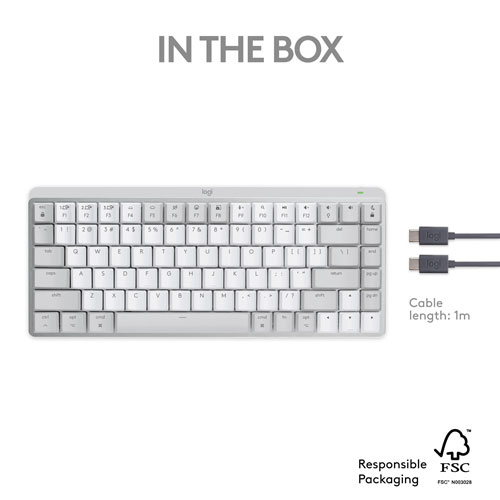 Logitech MX Mechanical Mini Bluetooth Backlit Mechanical Ergonomic Keyboard for Mac - Pale Grey