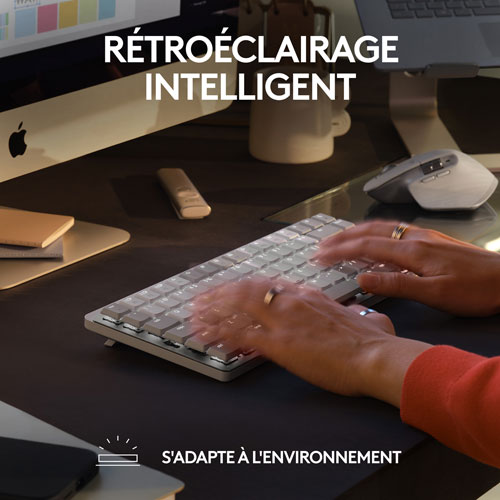 Logitech MX Mechanical Mini Bluetooth Backlit Mechanical Ergonomic Keyboard for Mac - Pale Grey