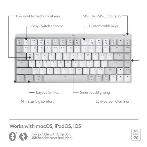 Logitech MX Mechanical Mini Bluetooth Backlit Mechanical Ergonomic