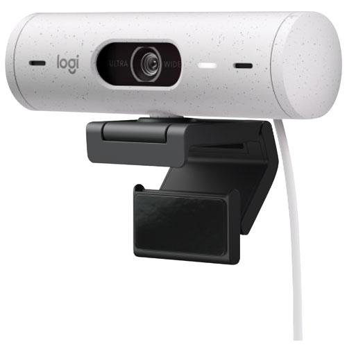 Caméra Web HD intégrale 1080p Brio 500 de Logitech avec deux microphones à réduction du bruit - Blanc cassé