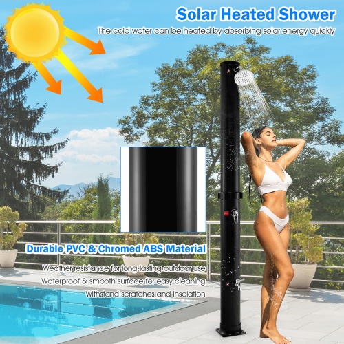 Costway 7.2 FT 10 Gallon Solar Heated Shower w/Adjustable Head & Foot Tap Spigot Black