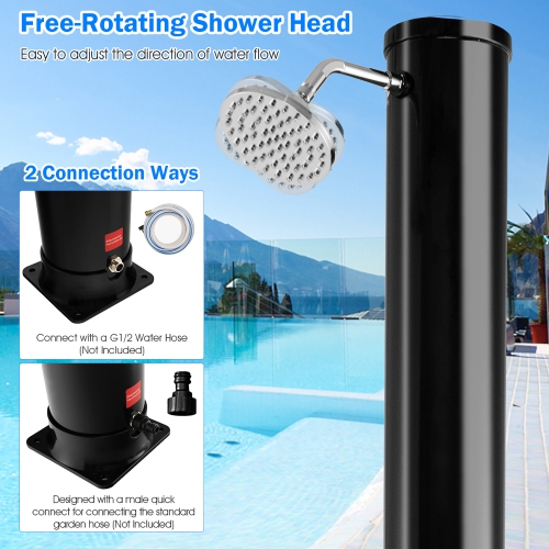 Costway 7.2 FT 10 Gallon Solar Heated Shower w/Adjustable Head & Foot Tap Spigot Black