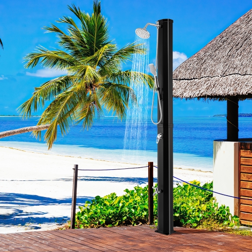 Costway 7.2 FT 9.3 Gallon Solar Heated Shower w/ Rain Shower, Foot Shower & Hand Shower