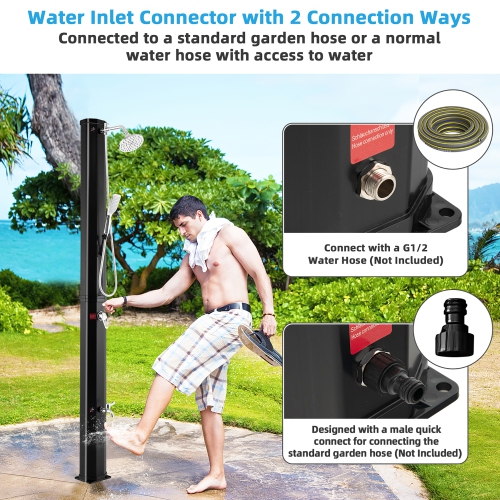 Costway 7.2 FT 9.3 Gallon Solar Heated Shower w/ Rain Shower, Foot Shower & Hand Shower