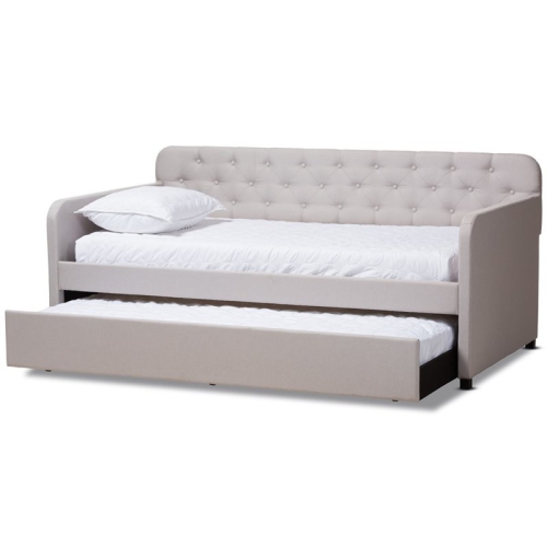 Lit de repos simple contemporain en tissu capitonné Bowery Hill, beige