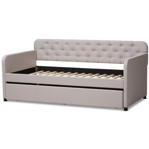 Lit de repos simple contemporain en tissu capitonné Bowery Hill, beige