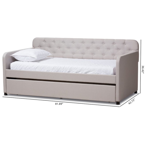 Lit de repos simple contemporain en tissu capitonné Bowery Hill, beige