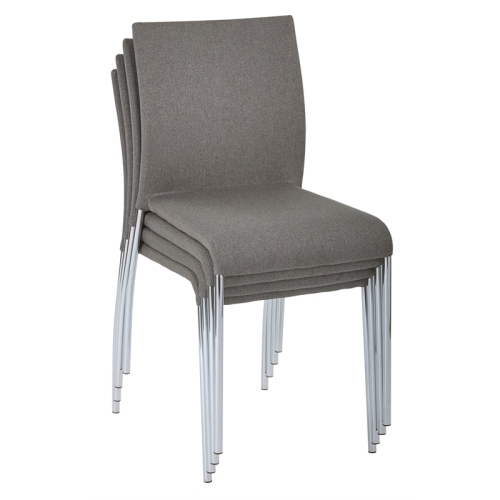 Image 1 de 4.. Chaise empilable Conway en tissu gris fumée entièrement assemblée, paquet de 4