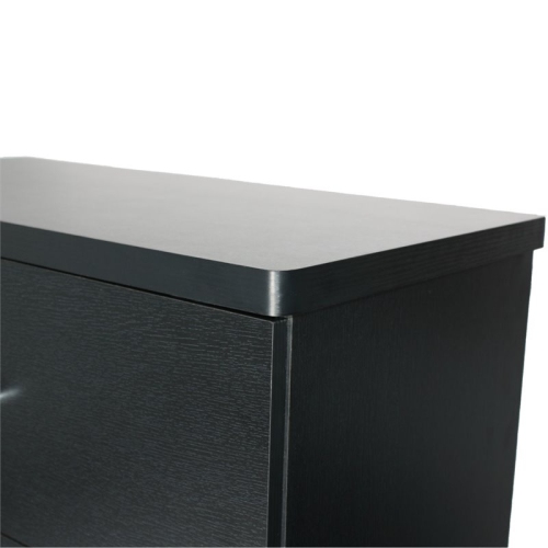 Better Home Products Olivia Wooden Tall 5 Drawer Chest Bedroom Dresser in Black