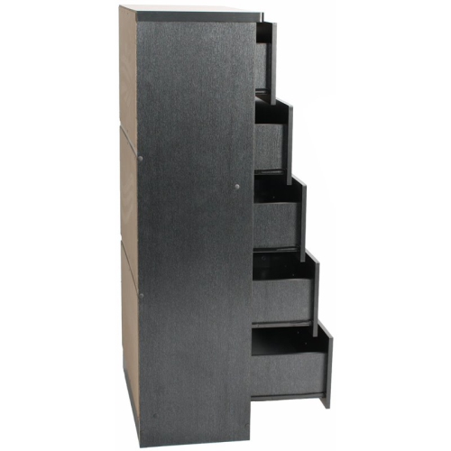 Pemberly Row Contemporary Wooden Tall 5 Drawer Chest Bedroom Dresser in Black