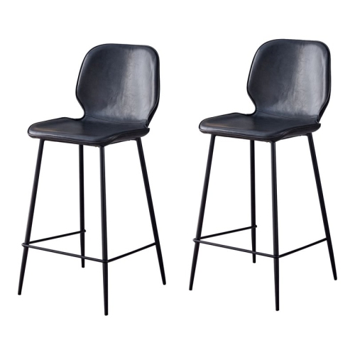 Plata Import Effie Ariella 26" Faux Leather Counter Stools in Black