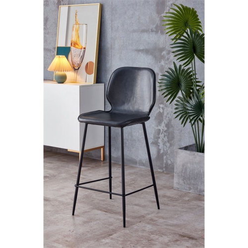 Plata Import Effie Ariella 26" Faux Leather Counter Stools in Black