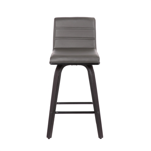 Hawhtorne Collections 26" Faux Leather Swivel Counter Stool in Gray and Black
