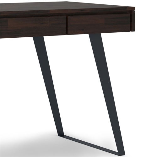 Simpli Home Lowry 54" Solid Wood Modern Computer Desk in Hickory Brown