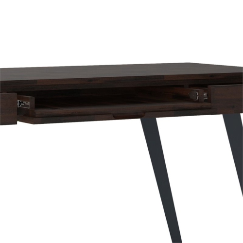 Simpli Home Lowry 54" Solid Wood Modern Computer Desk in Hickory Brown