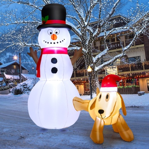 Costway 6 FT Tall Inflatable Snowman and Dog Set Christmas Decoration w/ LED Lights
