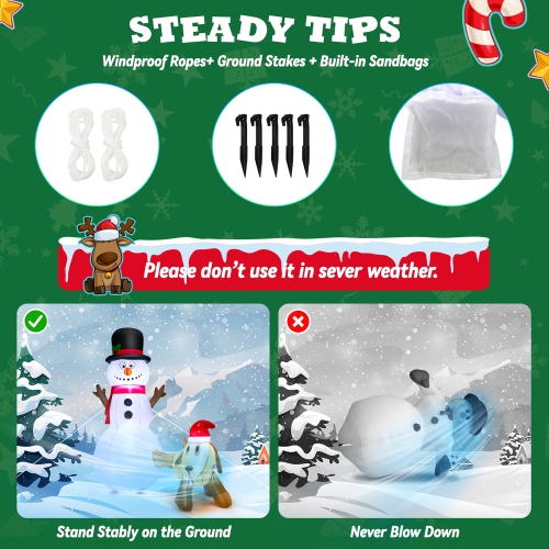 Costway 6 FT Tall Inflatable Snowman and Dog Set Christmas Decoration w/ LED Lights