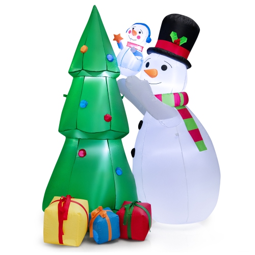 Costway 6 FT Tall Inflatable Snowman and Tree Set Christmas Decoration w/ LED Lights