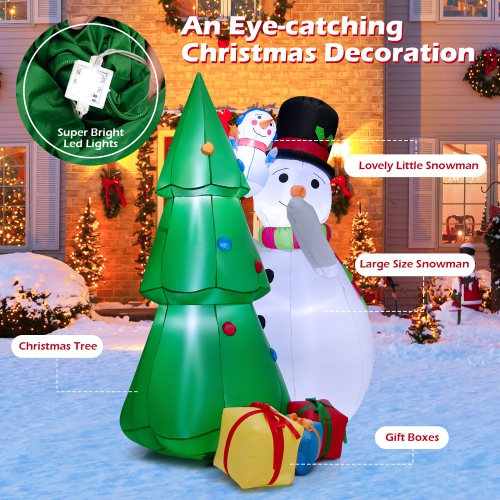 Costway 6 FT Tall Inflatable Snowman and Tree Set Christmas Decoration w/ LED Lights