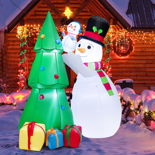 Costway 6 FT Tall Inflatable Snowman and Tree Set Christmas Decoration w/ LED Lights
