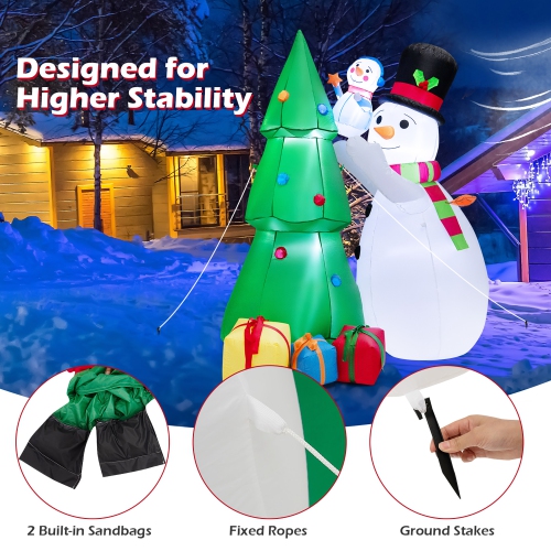 Costway 6 FT Tall Inflatable Snowman and Tree Set Christmas Decoration w/ LED Lights