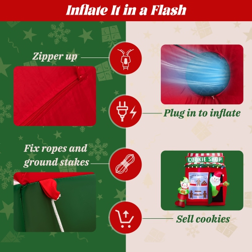 Costway 6.3 FT Inflatable Gingerbread Cookie Shop with Santa Clause Christmas Decoration