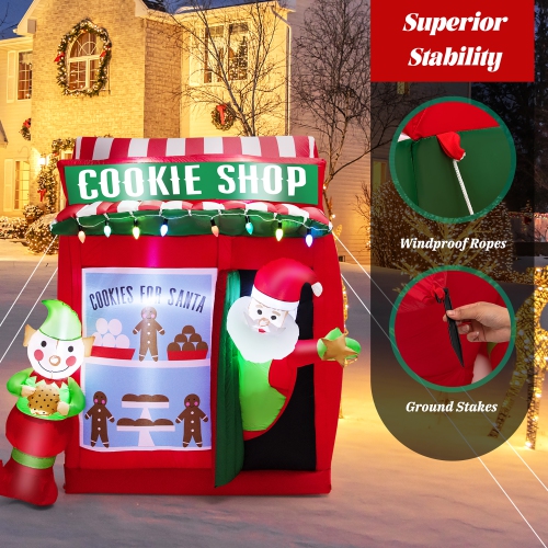 Costway 6.3 FT Inflatable Gingerbread Cookie Shop with Santa Clause Christmas Decoration