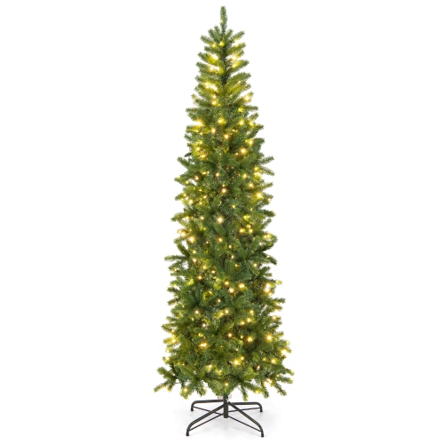 Costway 7.5FT Pre-Lit Hinged Artificial Christmas Tree w/ 796 Tips & 350 LED Lights