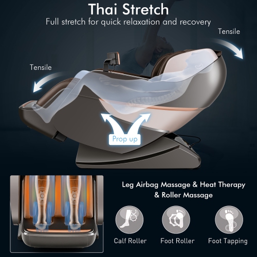 Costway SL Track Full Body Zero Gravity Massage Chair Recliner Thai Stretch Heat Roller
