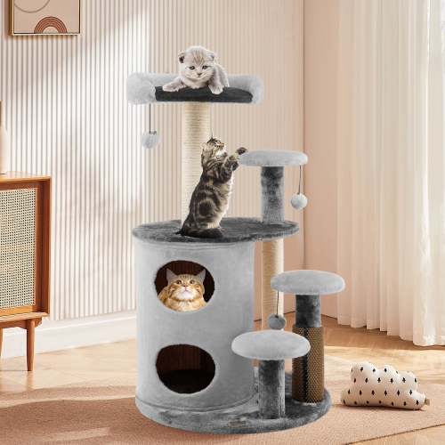 Costway 40" Cat Tree Tower Multi-Level Activity Tree with 2-Tier Cat-Hole Condo