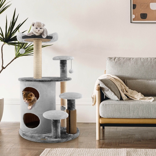 Costway 40" Cat Tree Tower Multi-Level Activity Tree with 2-Tier Cat-Hole Condo
