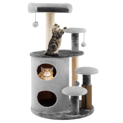 Costway 40" Cat Tree Tower Multi-Level Activity Tree with 2-Tier Cat-Hole Condo