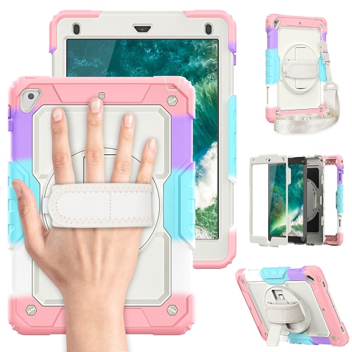 HLD  Timecity Case for Ipad 6Th/ 5Th Generation With Pencil Holder, 360° Rotatable Kickstand Adjustable Hand Strap Shoulder Strap