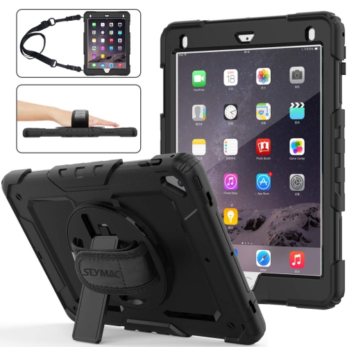 Image 1 of 6.. SEYMAC stock iPad 6th/5th Generation Case, Three Layer Drop Protection Case with 360 Rotating Stand Hand Strap & Stylus Pe