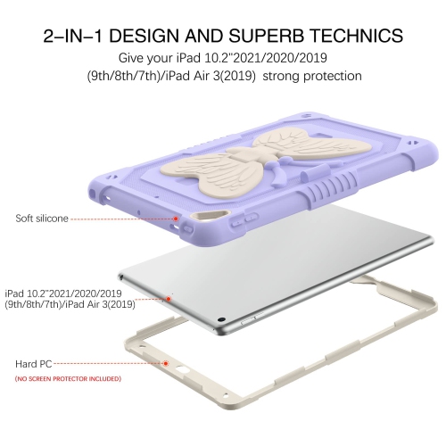 iPad 9th Generation Case 10.2 Inch 2021, iPad 8th Generation Case,iPad 7th Generation,iPad Air 3 Case 10.5",DUEDUE Butterfly