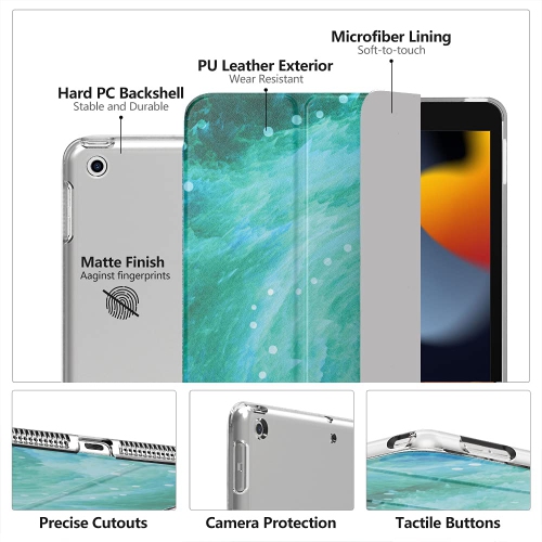 MoKo iPad 10.2 Case for iPad 9th Generation 2021/ iPad 8th Generation 2020/ iPad 7th Generation 2019, Slim Stand Hard Back S