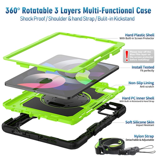 Étui Timecity pour iPad Air 10.9 2022/2020 5e/4e génération, étui antichoc intégral pour tablette avec protecteur d’écran, 360°