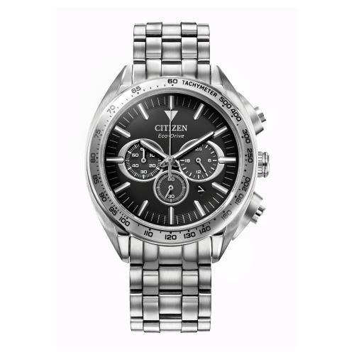 CITIZEN  Mens Carson Eco-Drive Watch 43MM Silver-Tone Stainless Steel Case And Bracelet With Dial (Ca4540-54E) In Black