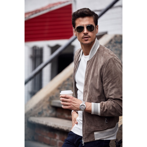 Citizen Mens Carson Eco-Drive Watch 43mm Silver-Tone Stainless Steel Case and Bracelet with Black Dial