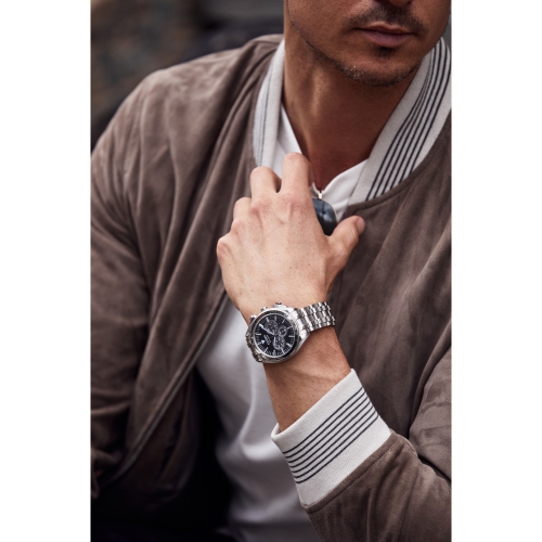 Citizen Mens Carson Eco-Drive Watch 43mm Silver-Tone Stainless Steel Case and Bracelet with Black Dial