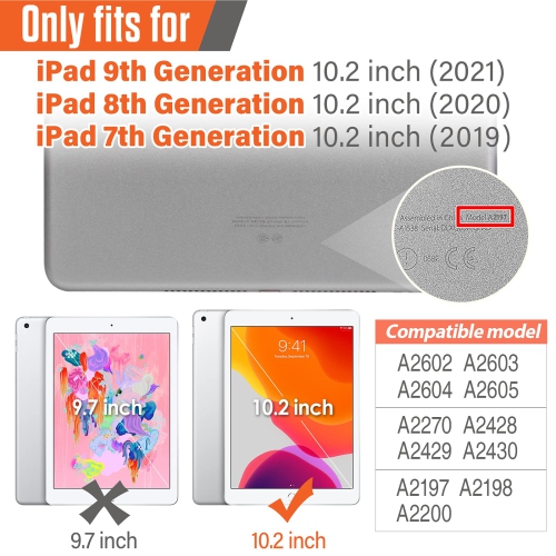 Timecity Case for iPad 10.2, Case for iPad 9th/8th/ 7th Generation with Screen Protector, 360° Rotatable Stand with Hand/Shoulder Strap, Shockproof